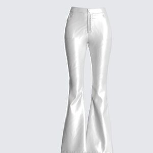 Finesse Kelly High Rise Pants Wide Leg Flare Metallic Silver Festival M NWOT